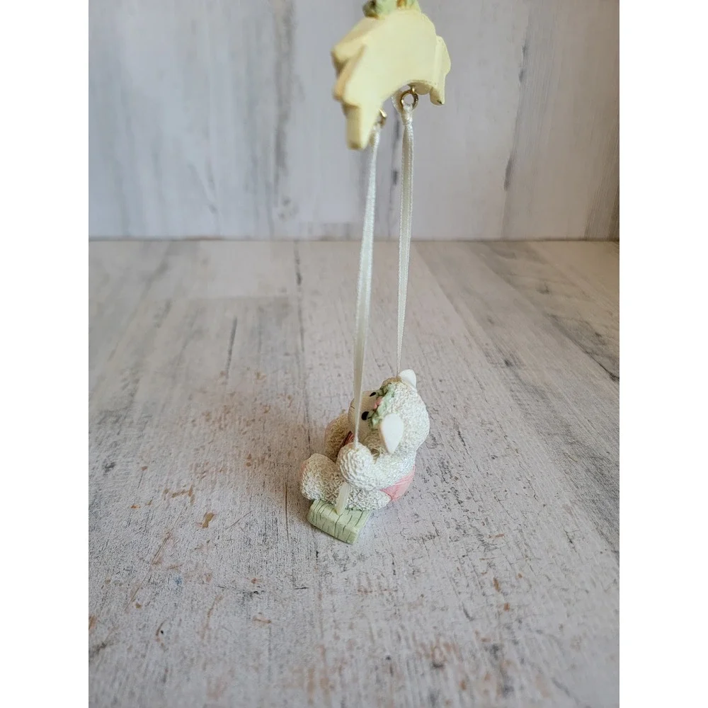 Vintage baby's first Christmas sheep swing unique ornament Xmas girl home